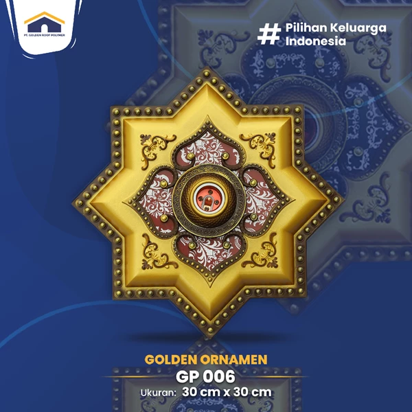 Golden Ornamen GP 006 GP 001 GPS 006 Ukuran 30 cm x 30 cm Fitting Lampu